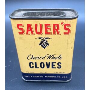 Vintage Sauer's‎ Spice Tin - Cloves #2 - Advertising